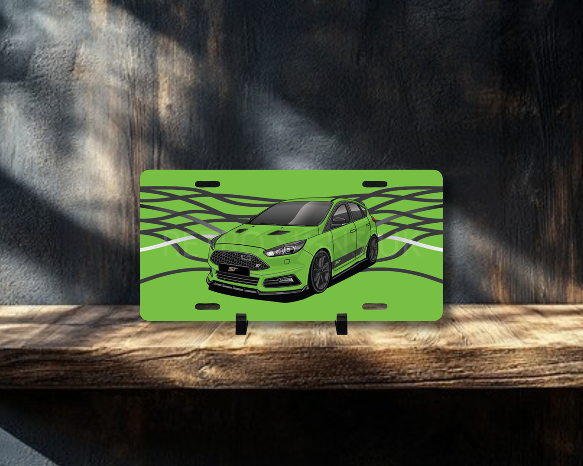 Green Focus ST Mk3 Licence Plate Wall Art | Premium Aluminium Car Sign