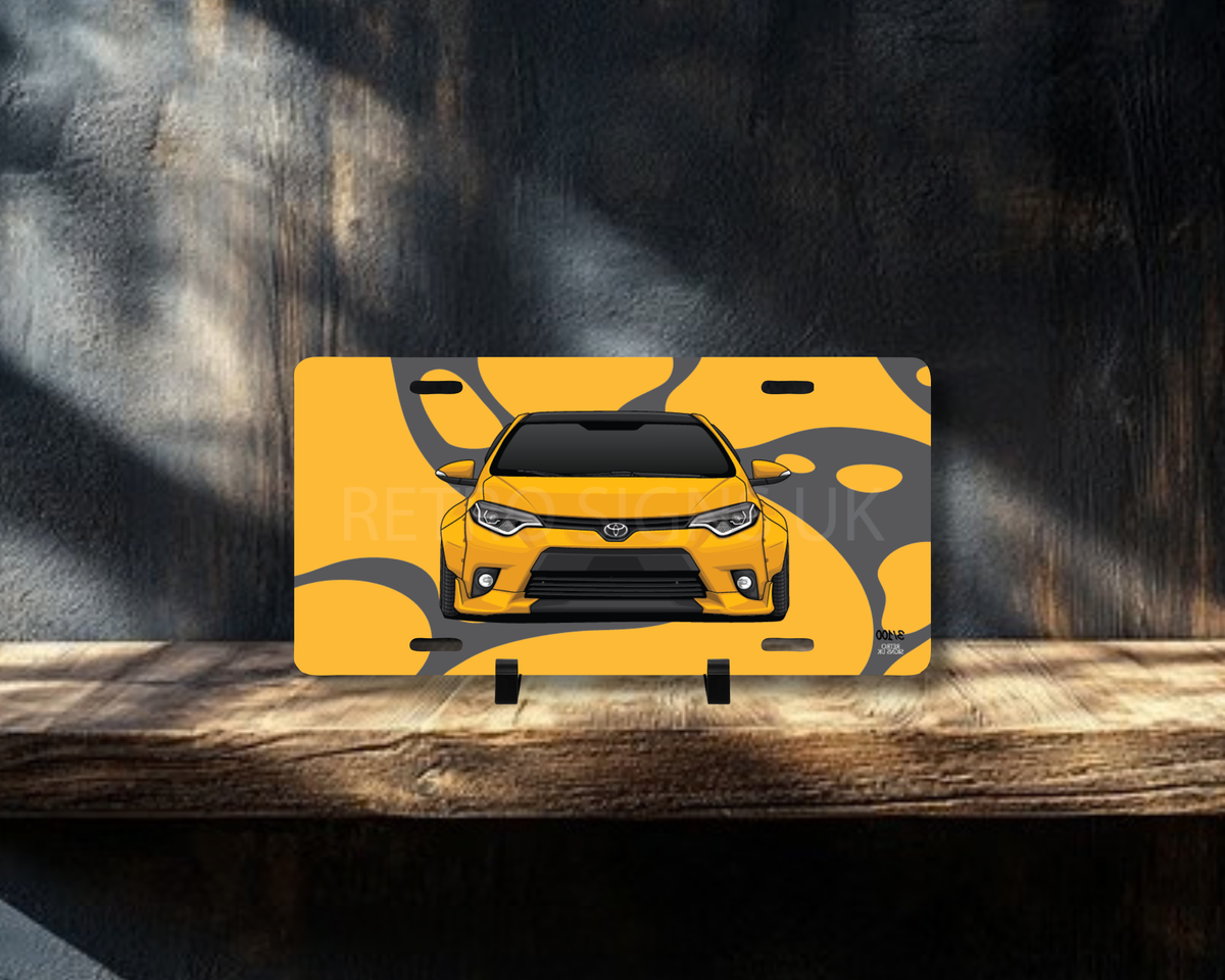 Orange Corolla Licence Plate Wall Art | Premium Aluminium Car Sign