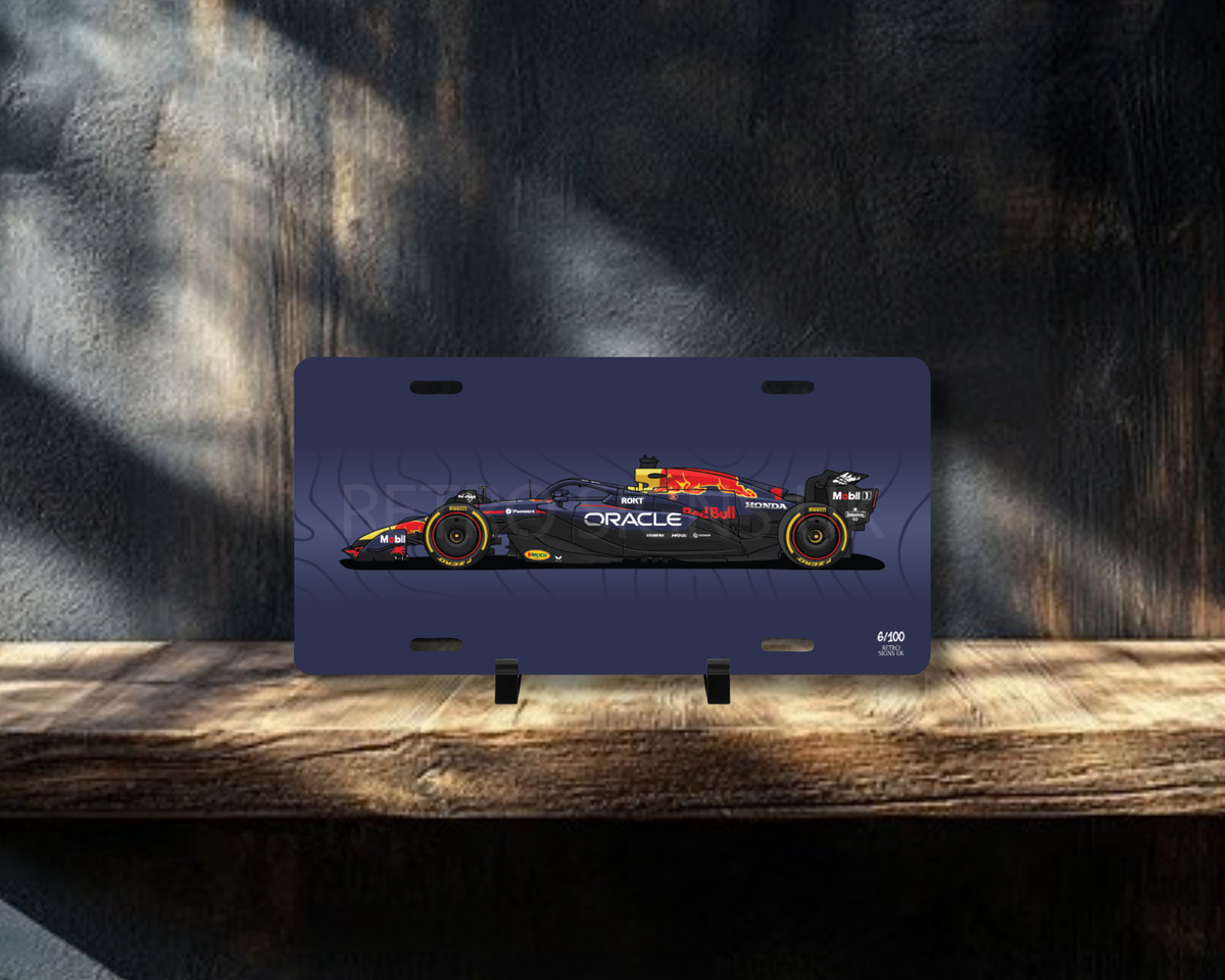 Bull F1 Car Licence Plate Wall Art | Premium Aluminium Car Sign