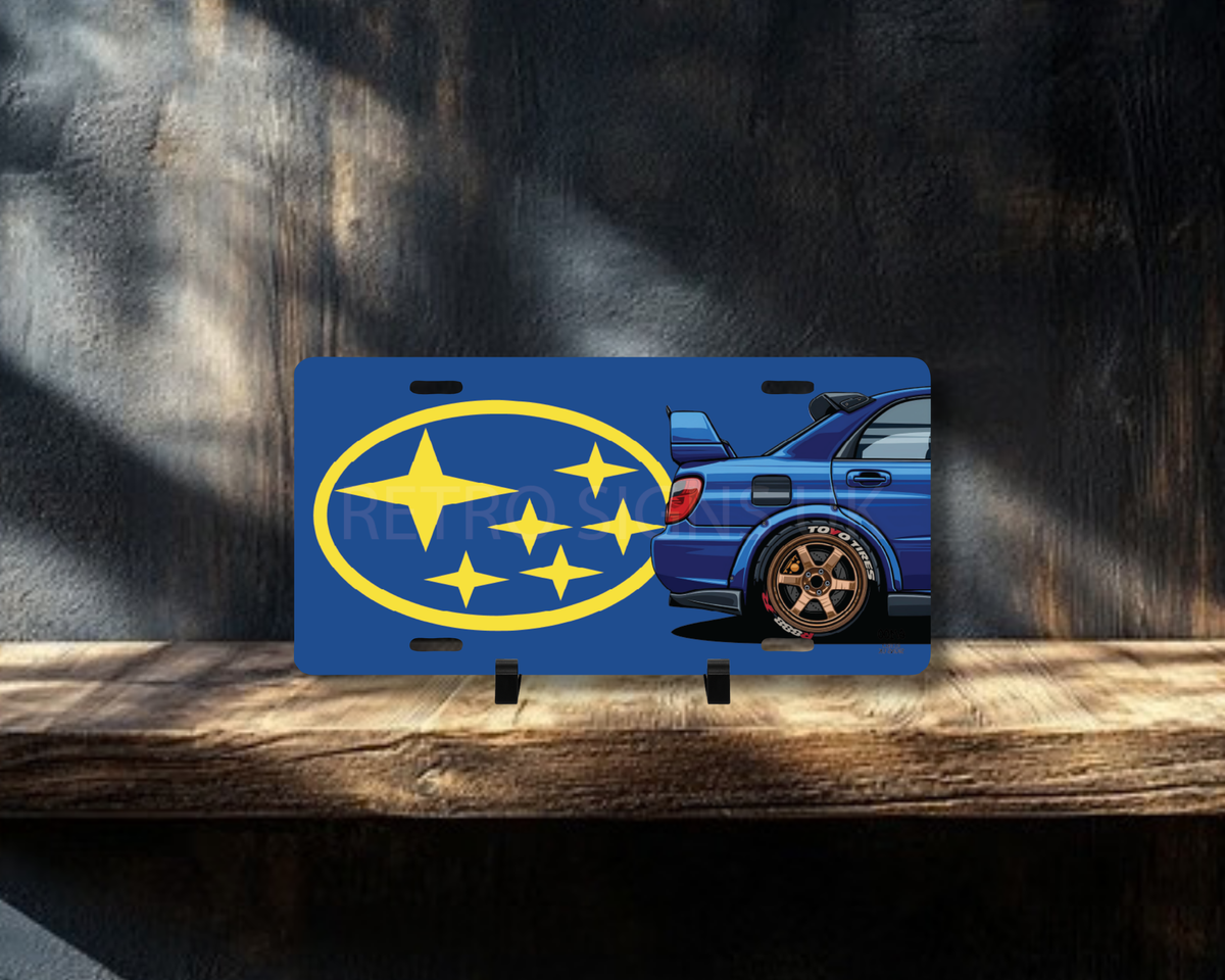 Blue Impreza WRX STI Rear Quarter Licence Plate Wall Art | Premium Aluminium Car Sign