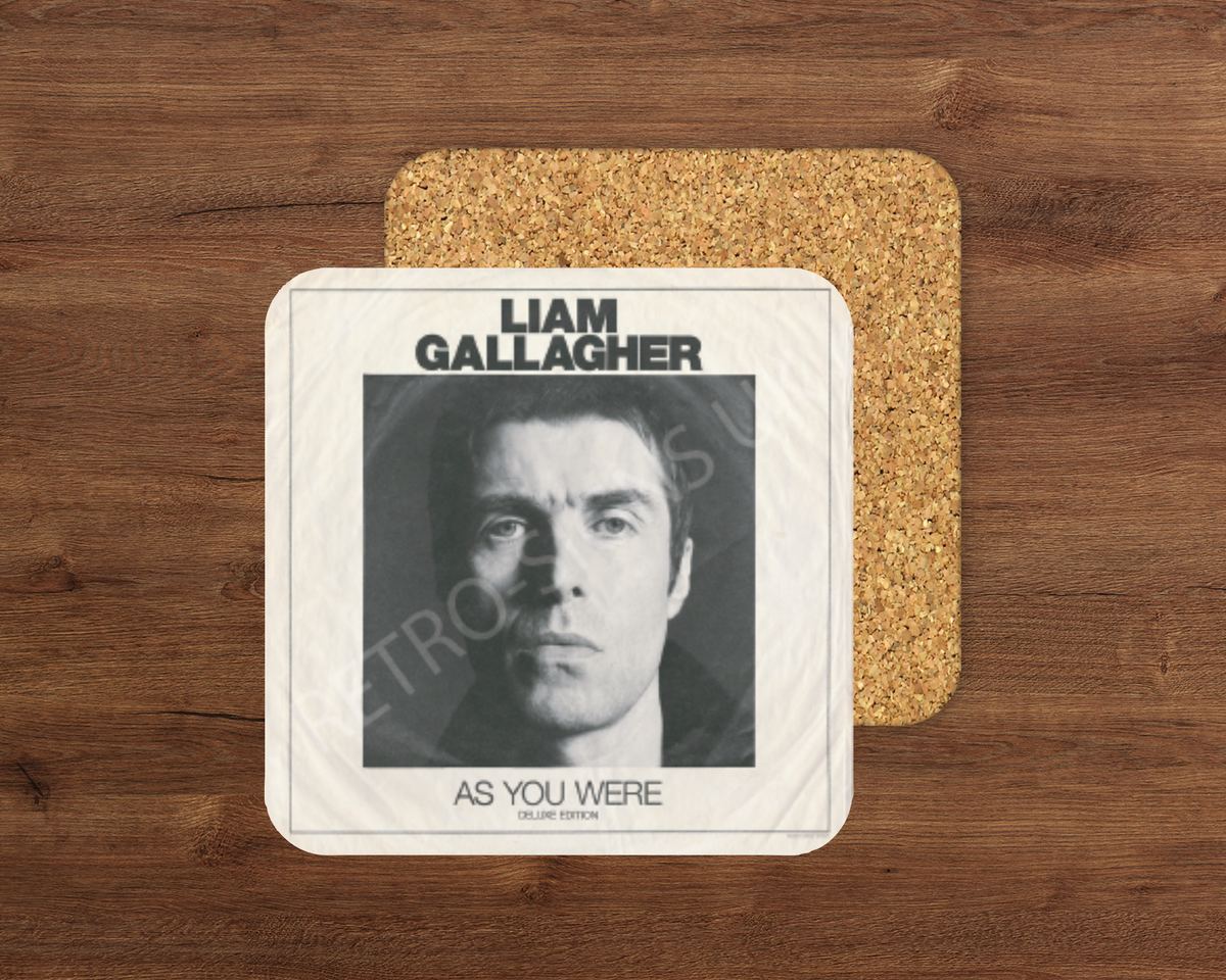As You Were glossy cork-backed drink coaster by Retro Signs UK