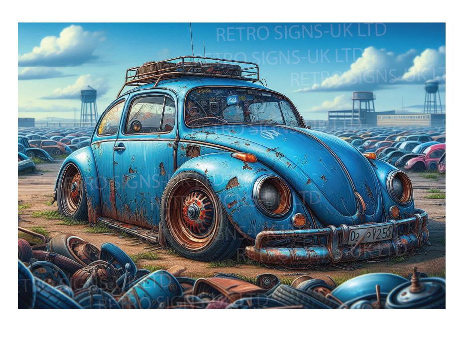 Blue beetle scrap yard