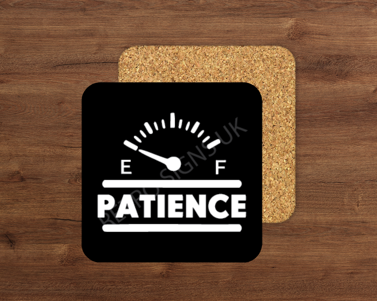 Patience glossy cork-backed square coaster