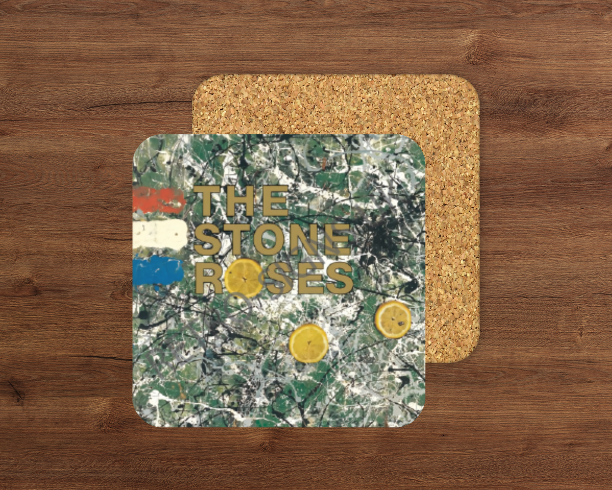 Stone Roses glossy cork-backed drink coaster by Retro Signs UK