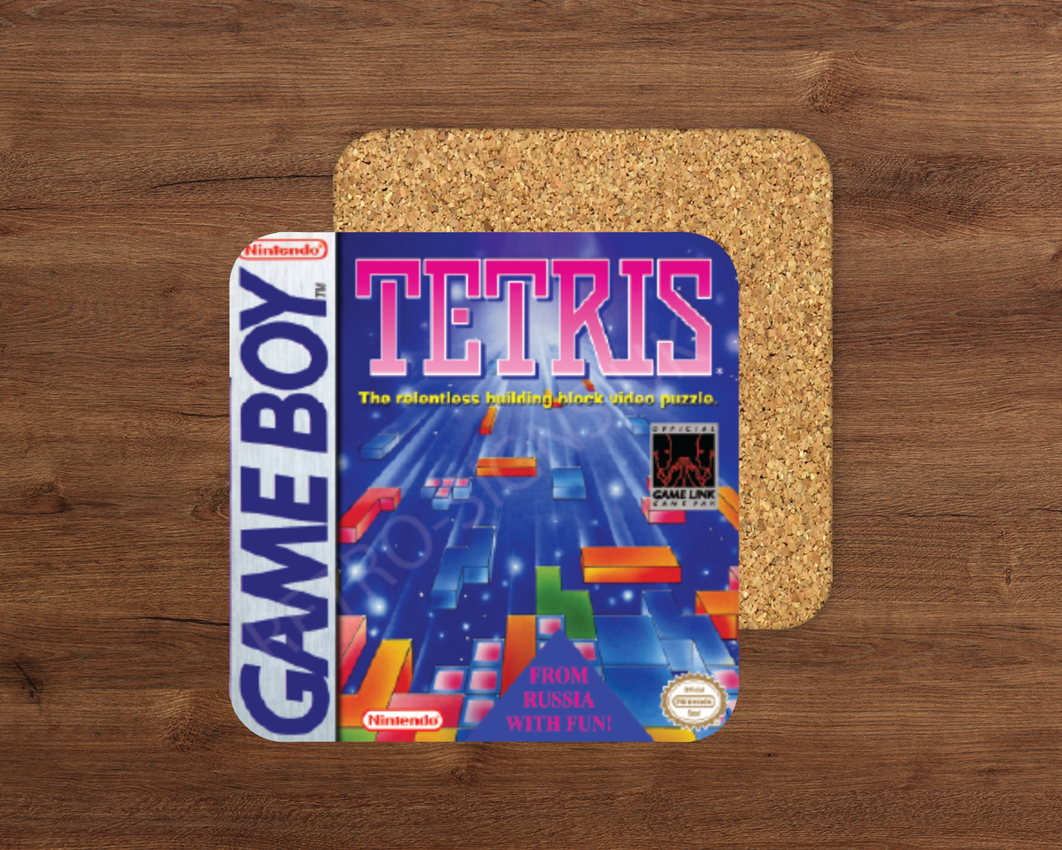 Tetris glossy cork-backed drink coaster by Retro Signs UK