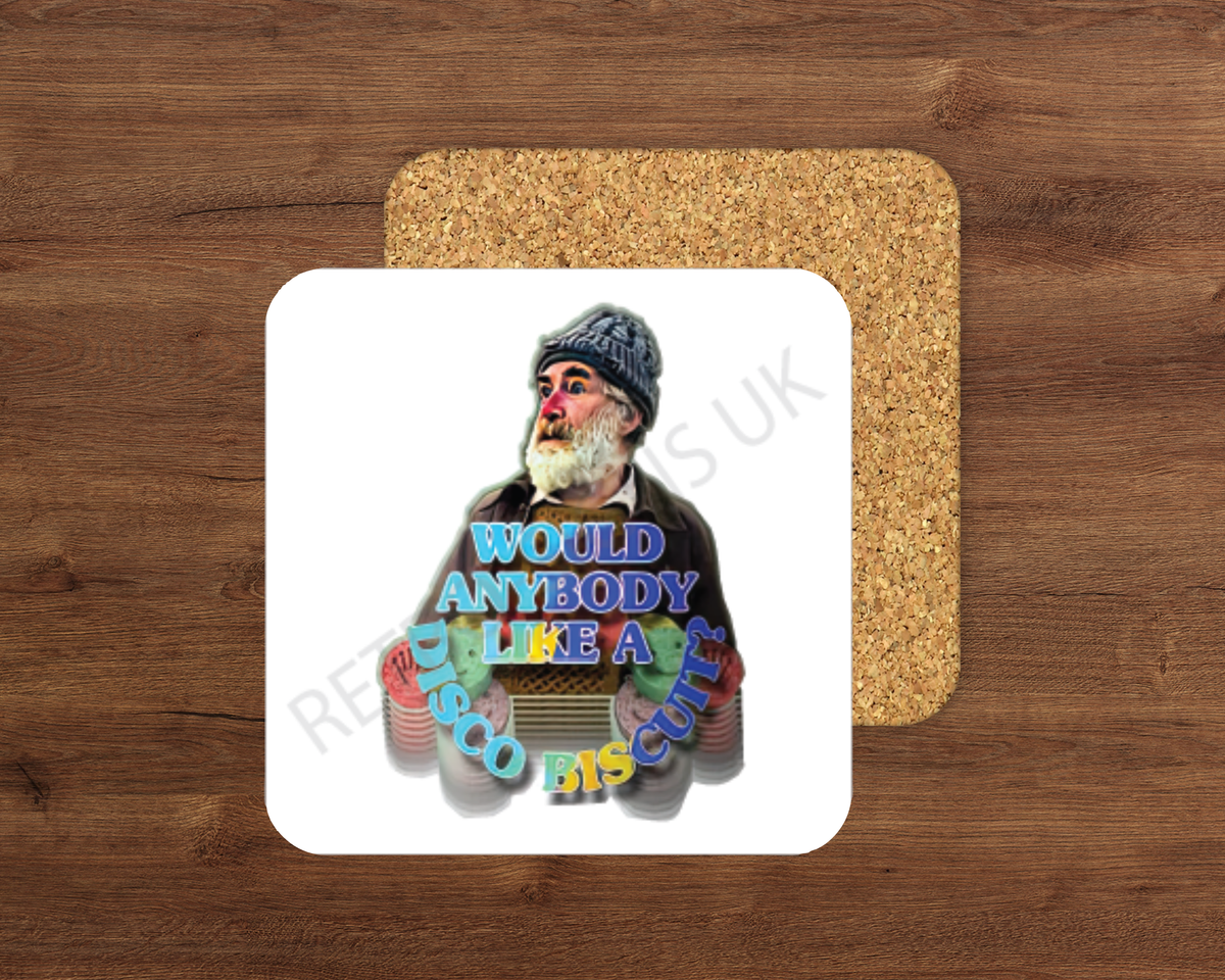 Would Anybody Like A Disco Biscuit – Cork Backed Coaster 10x10cm