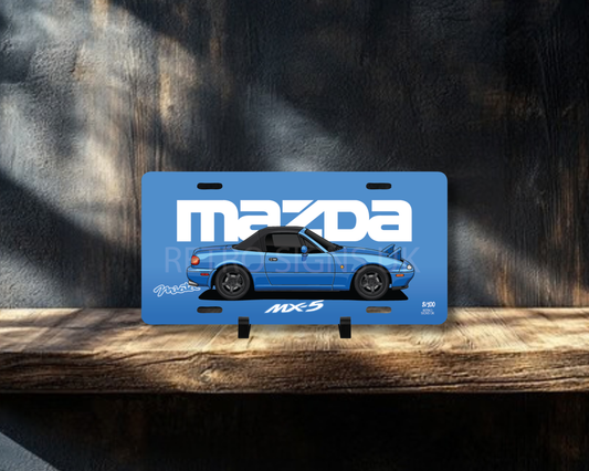 Blue Mazda Miata MX-5 Mk1 Licence Plate Wall Art | Premium Aluminium Car Sign