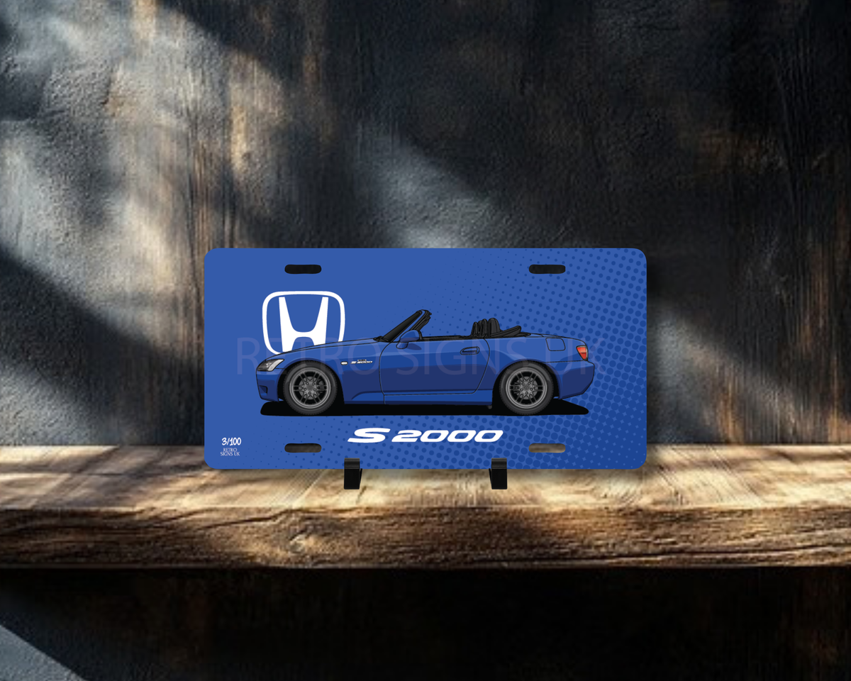 Honda S2000 AP1 Licence Plate Wall Art | Premium Aluminium Car Sign