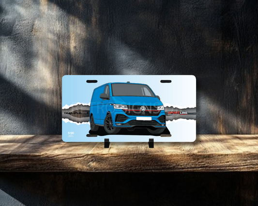 Blue Transporter T6.1 Sportline Licence Plate Wall Art | Premium Aluminium Car Sign