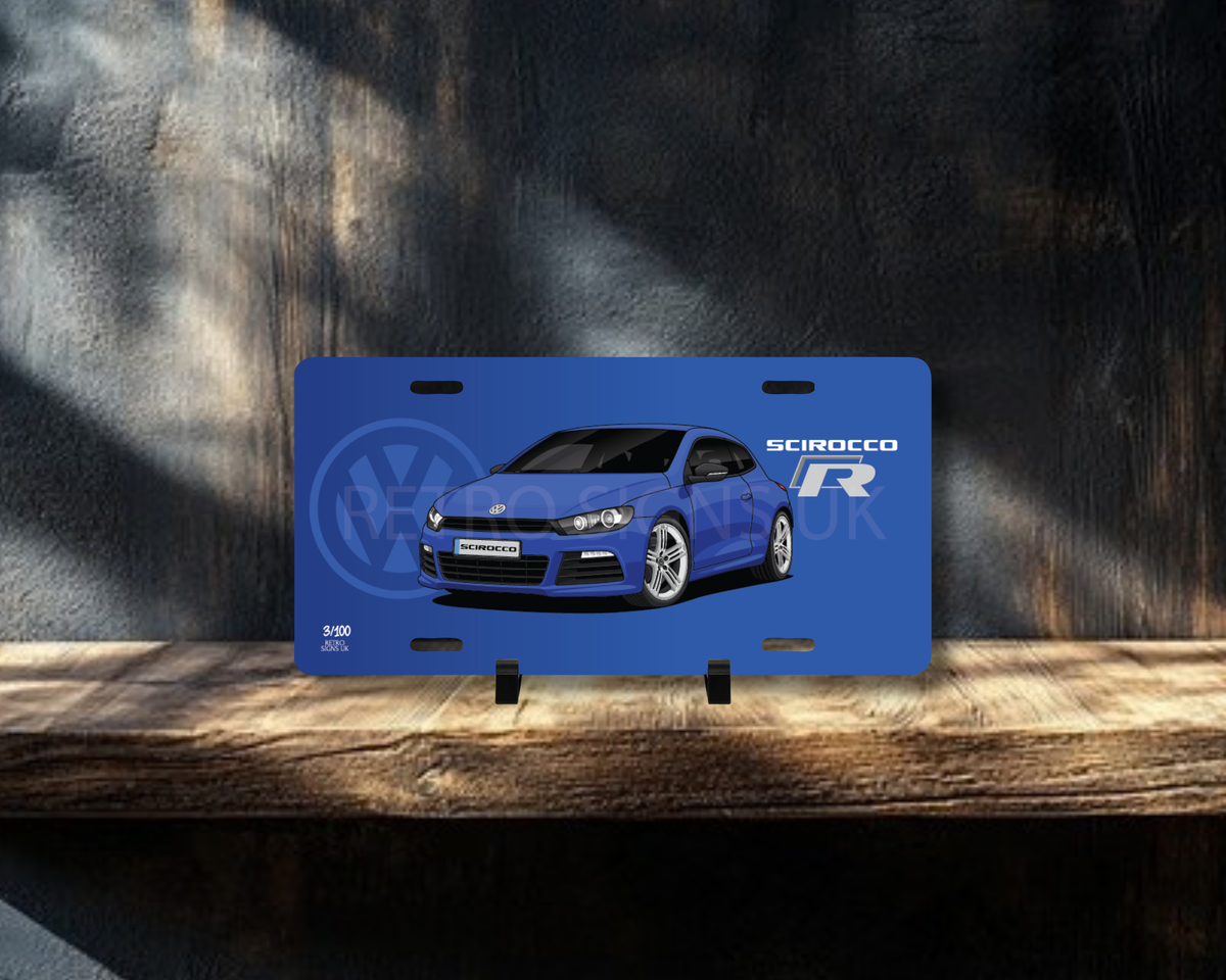 Blue Scirocco R Mk3 Licence Plate Wall Art | Premium Aluminium Car Sign