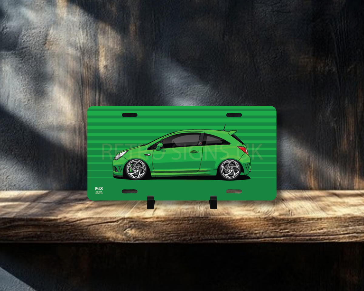 Green Corsa VXR (Corsa D) Licence Plate Wall Art | Premium Aluminium Car Sign