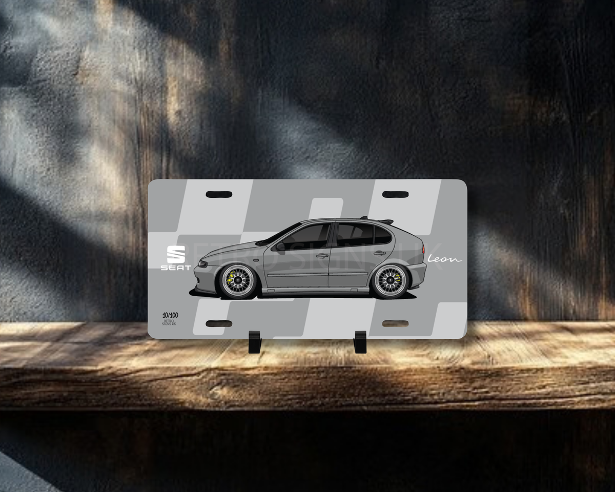Grey Leon Mk1 Licence Plate Wall Art | Premium Aluminium Car Sign