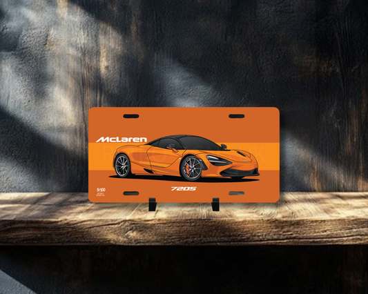 Orange 720S Licence Plate Wall Art | Premium Aluminium Car Sign