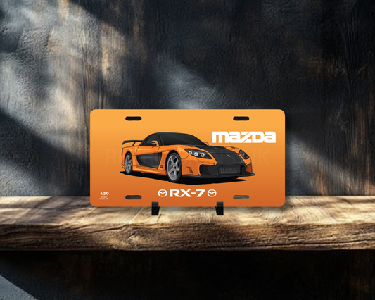 Orange RX7 Veilside Licence Plate Wall Art | Premium Aluminium Car Sign