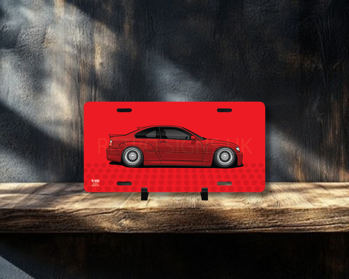 Red E46 M3 Licence Plate Wall Art | Premium Aluminium Car Sign