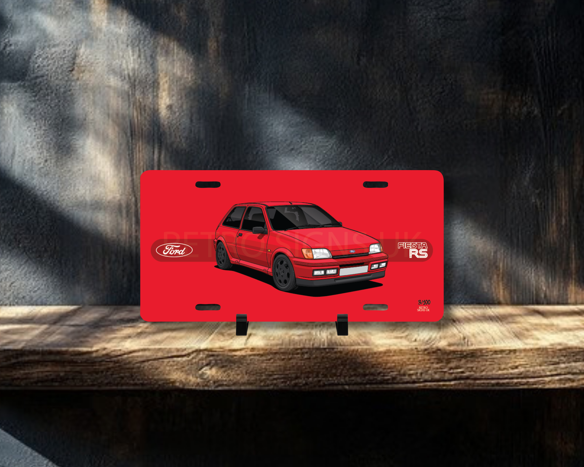 Red Fiesta RS Turbo Licence Plate Wall Art | Premium Aluminium Car Sign