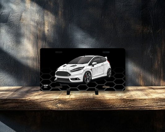 White Fiesta ST Mk7 Licence Plate Wall Art | Premium Aluminium Car Sign