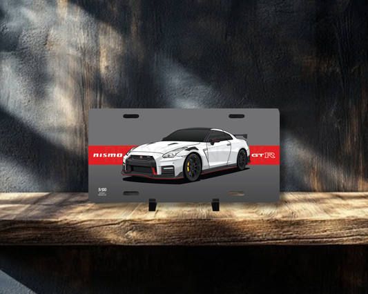 White R35 GT-R Nismo Licence Plate Wall Art | Premium Aluminium Car Sign