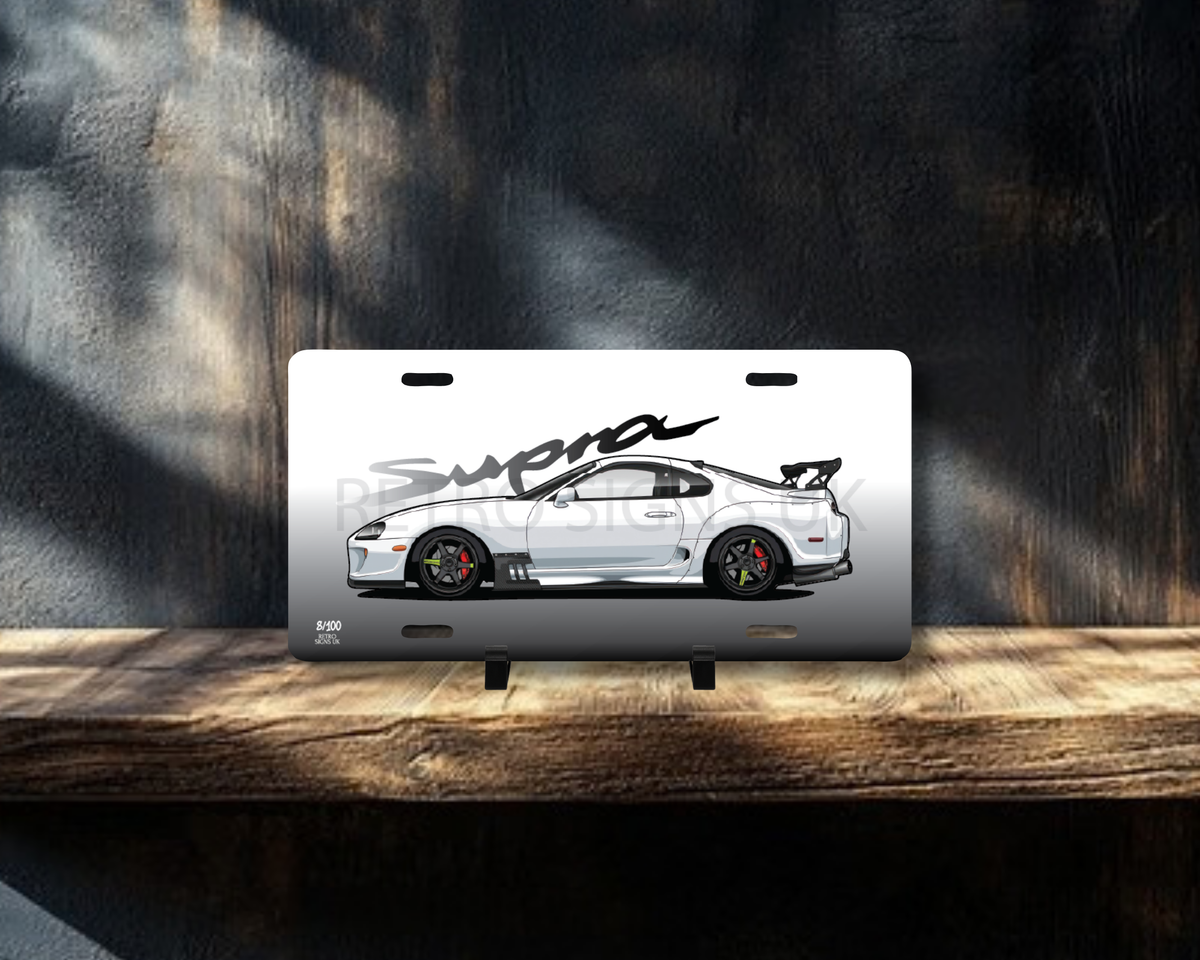 Silver Supra Mk4 Licence Plate Wall Art | Premium Aluminium Car Sign