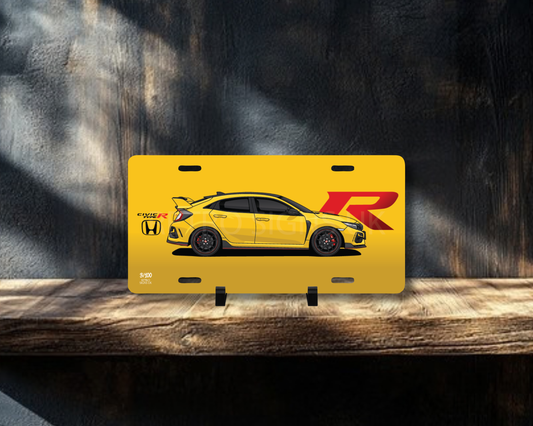 Yellow Civic Type R FK8 Licence Plate Wall Art | Premium Aluminium Car Sign