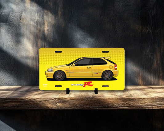 Yellow Civic Type R EK9 Licence Plate Wall Art | Premium Aluminium Car Sign