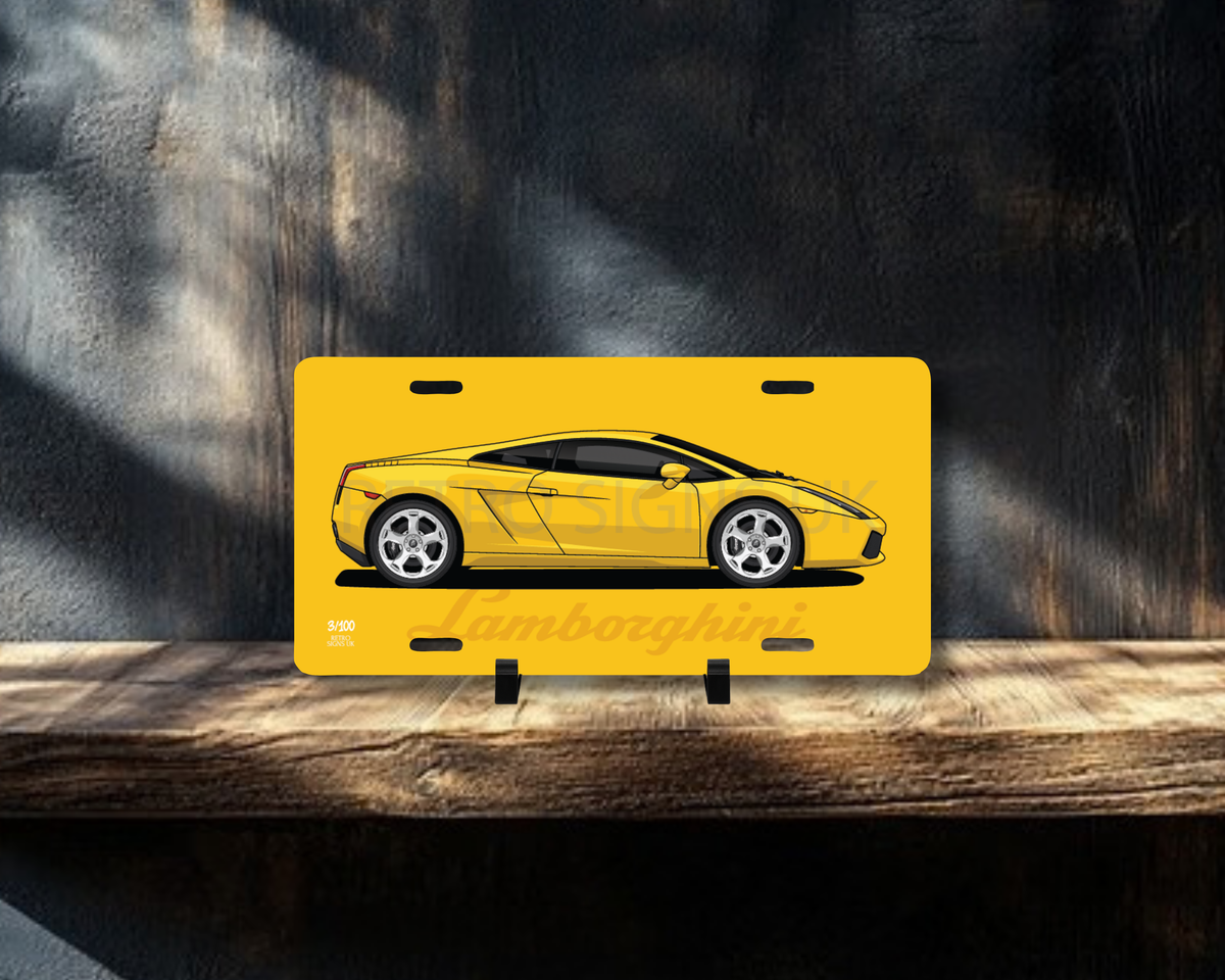 Yellow Gallardo Licence Plate Wall Art | Premium Aluminium Car Sign