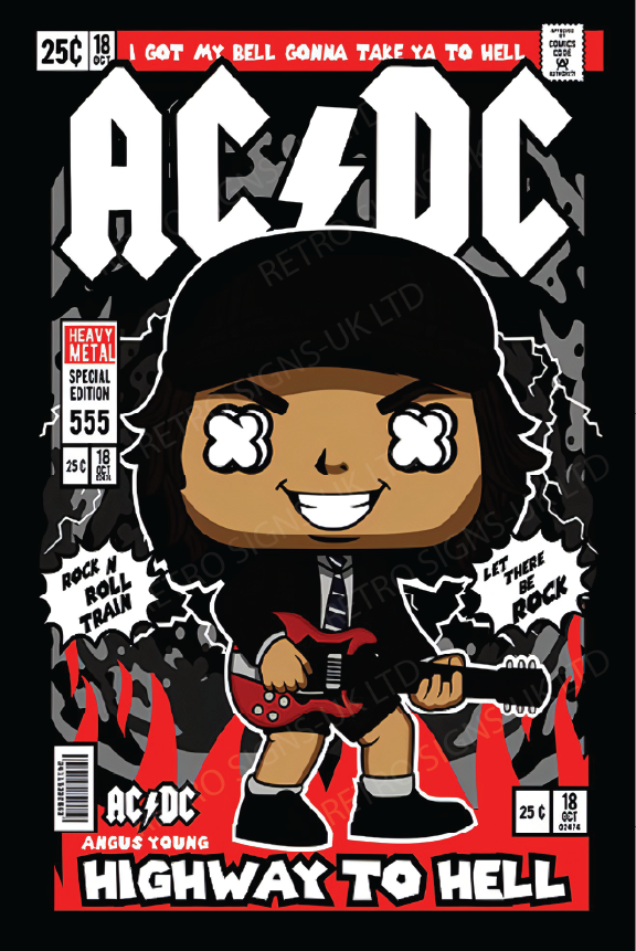 AC/DC Highway To Hell Funko - Aluminium Metal Sign 20x30cm