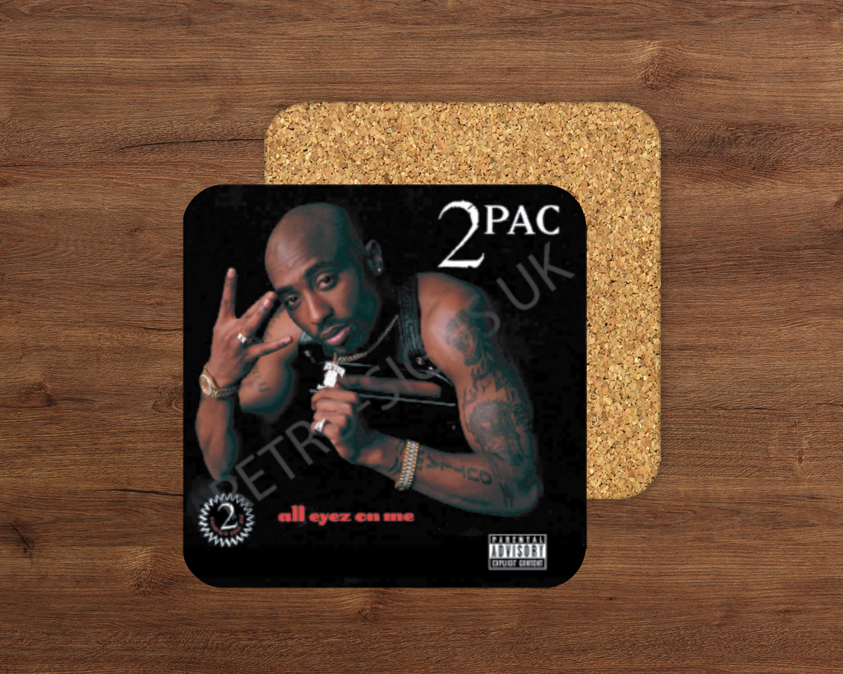 All Eyez on Me glossy cork-backed drink coaster by Retro Signs UK