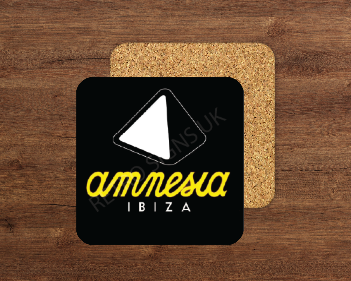 Amnesia glossy cork-backed square coaster