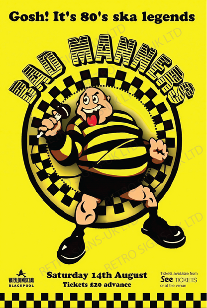 Bad Manners Yellow – Aluminium Metal Wall Sign 20 x 30cm