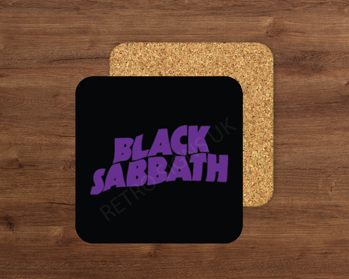Black Sabbath glossy cork-backed square coaster