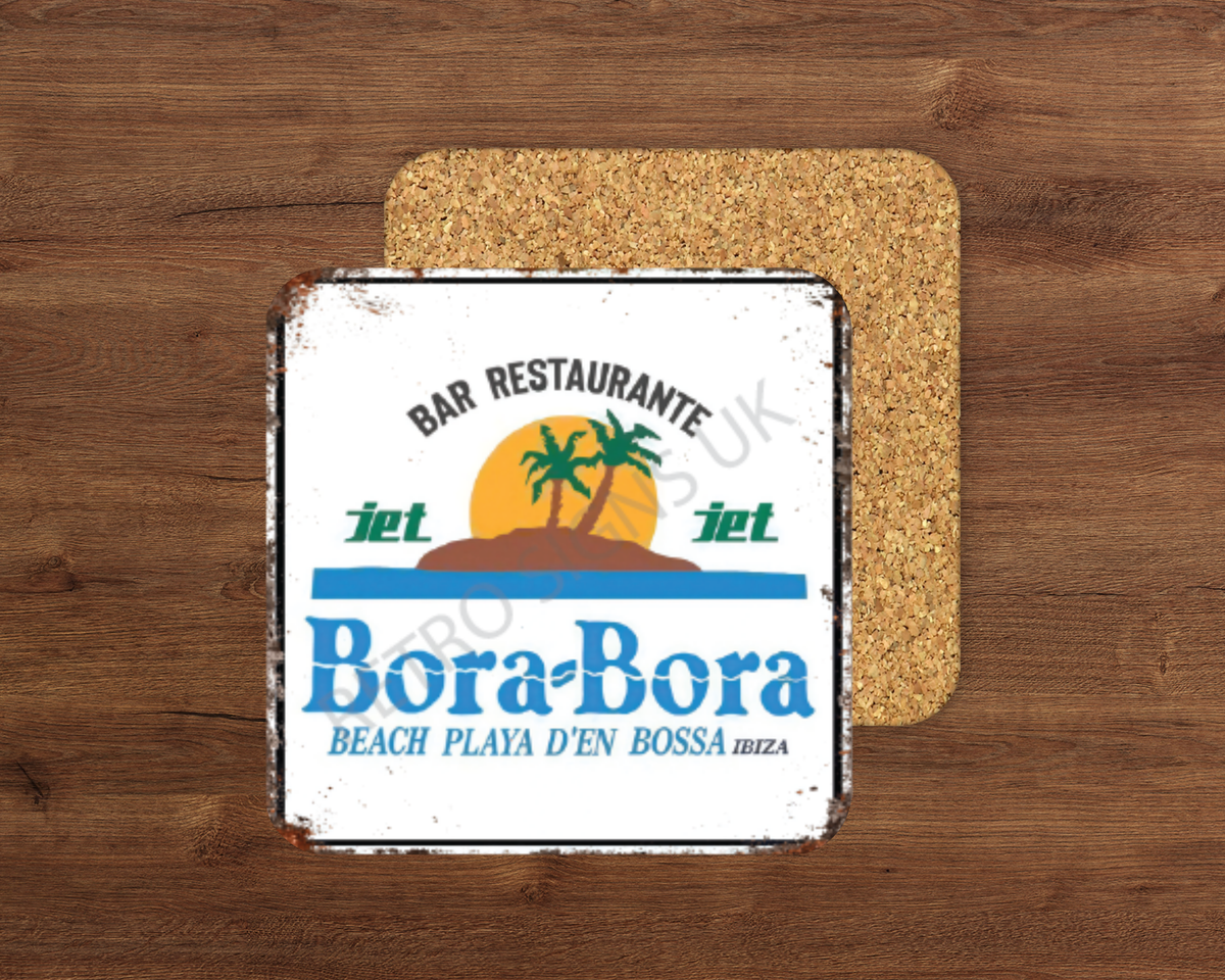 Bora Bora glossy cork-backed square coaster