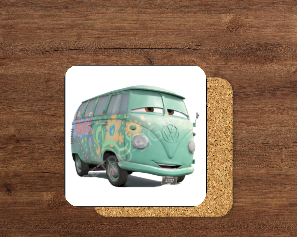 Bus glossy cork-backed drink coaster by Retro Signs UK