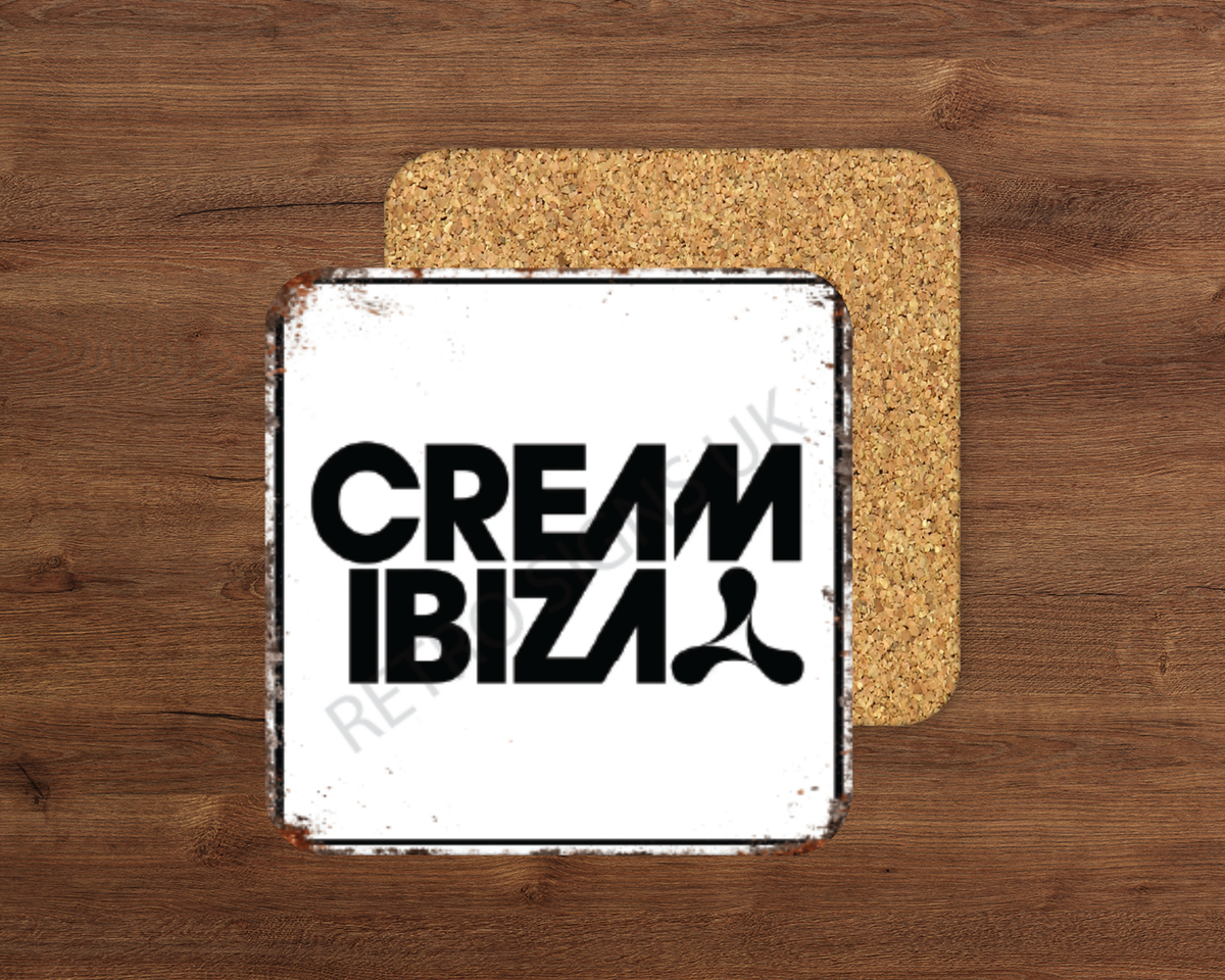 Cream glossy cork-backed square coaster
