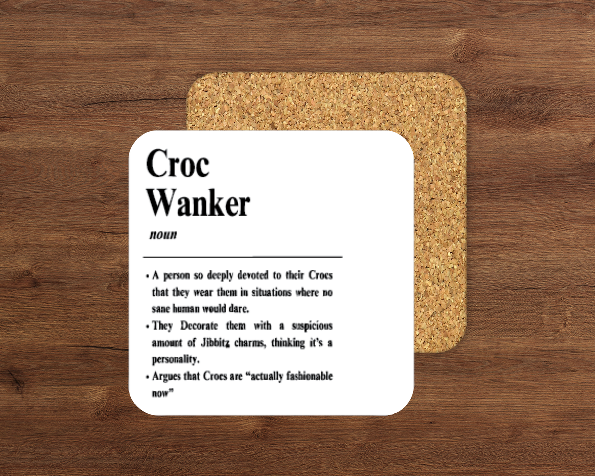 Croc Wanker – Cork Backed Coaster 10x10cm