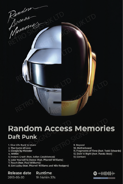 Daft Punk Head - Aluminium Metal Sign 20x30cm