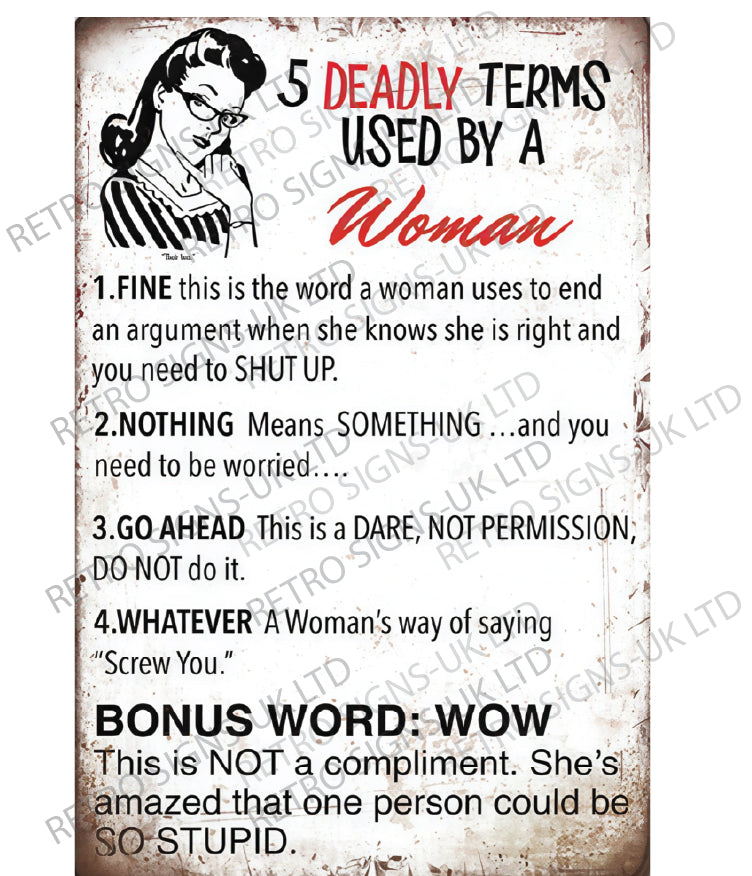 Deadly terms used by a woman