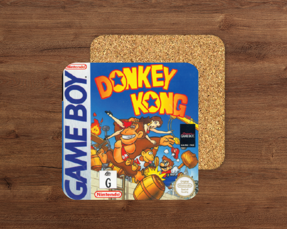 Donkey Kong GB glossy cork-backed square coaster