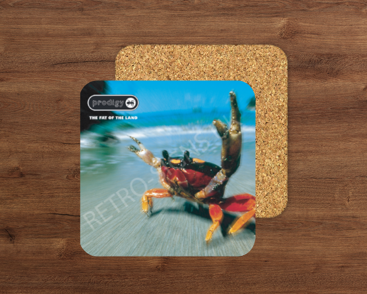 Fat of the Land glossy cork-backed drink coaster by Retro Signs UK