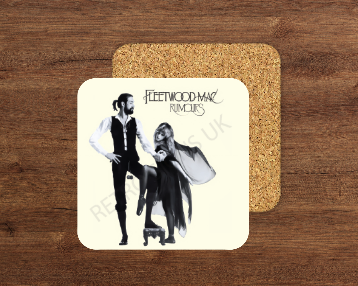 Fleetwood Mac glossy cork-backed square coaster