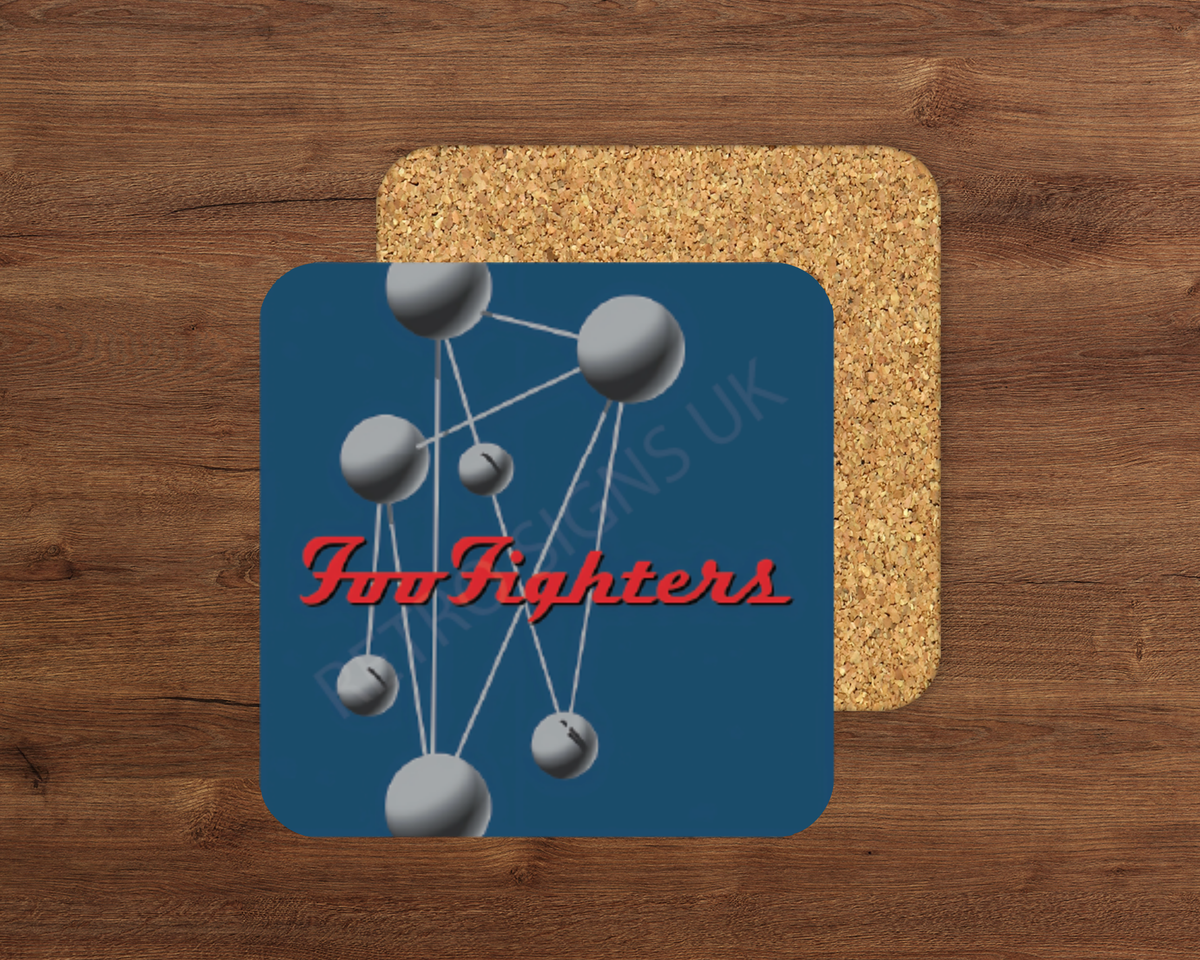 Foo Fighters glossy cork-backed square coaster