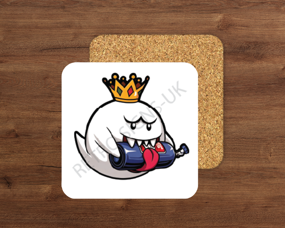 Ghost N2O glossy cork-backed square coaster