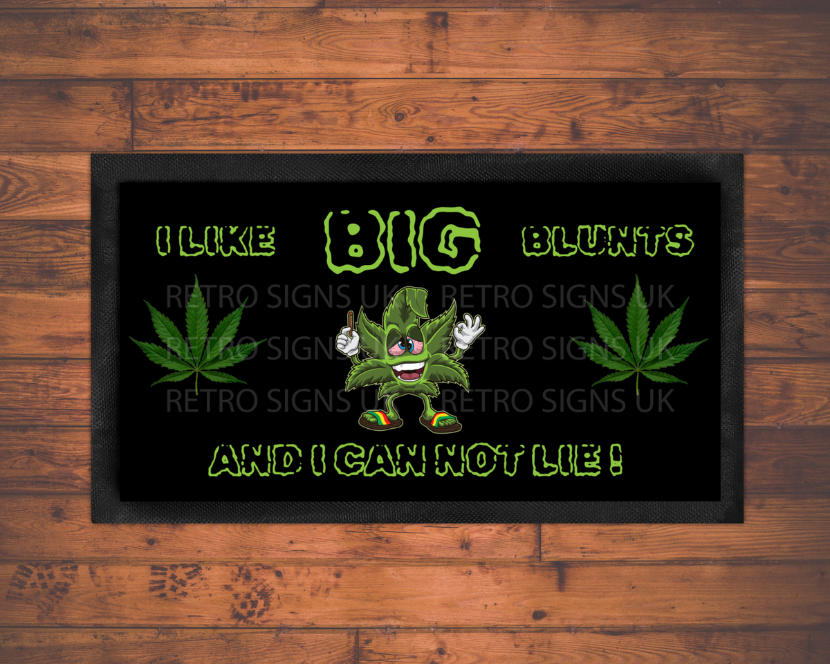 I Like Big Blunts Funny Bar Runner – 44 x 25 cm non-slip rubber-backed bar mat