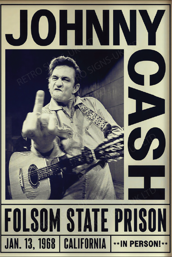 Johnny Cash Prison - Aluminium Metal Sign 20x30cm
