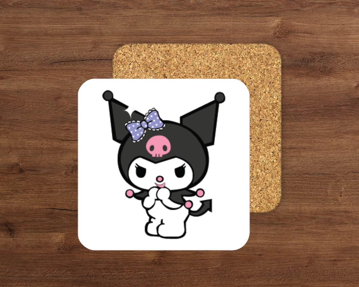 Kurom glossy cork-backed drink coaster by Retro Signs UK