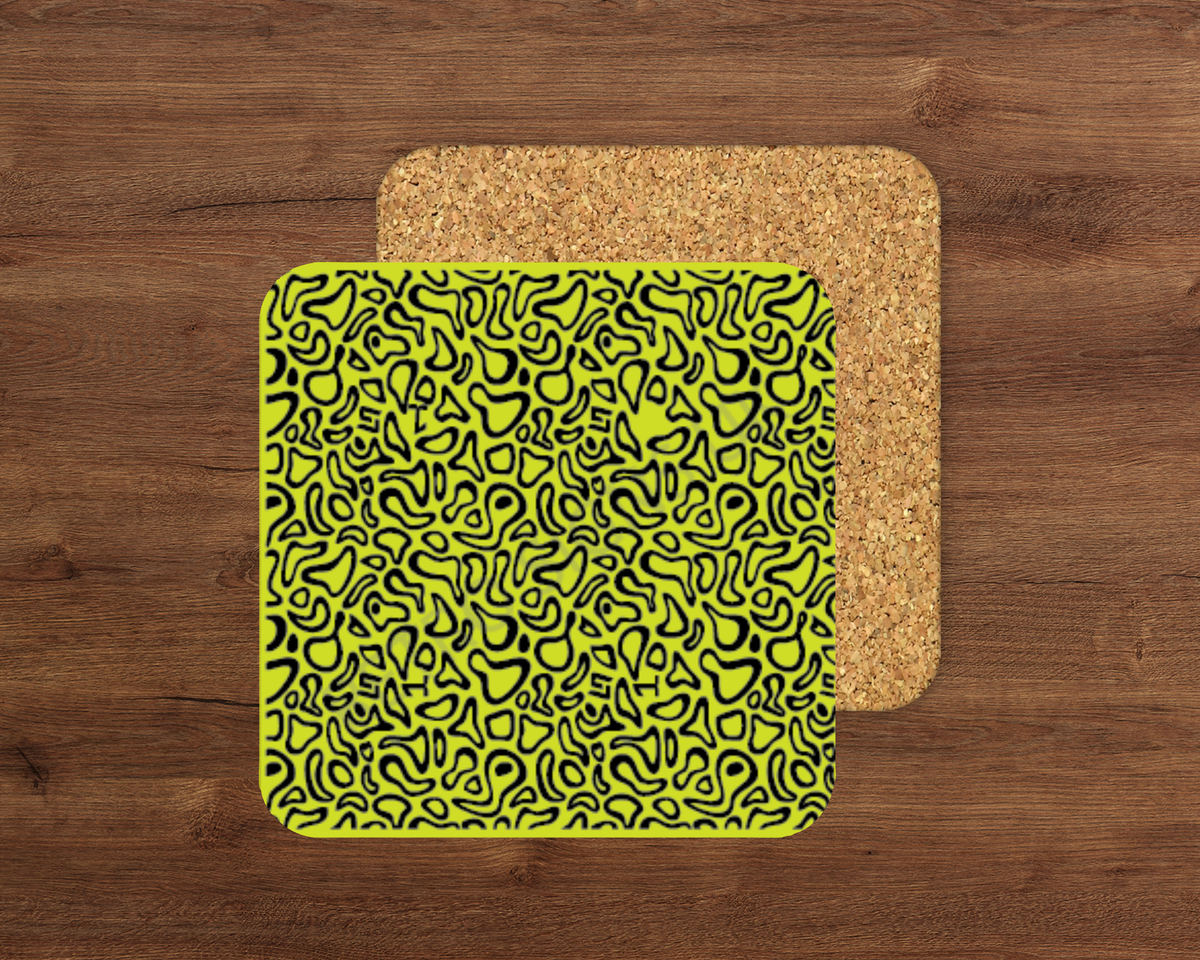 Lando Pattern glossy cork-backed square coaster