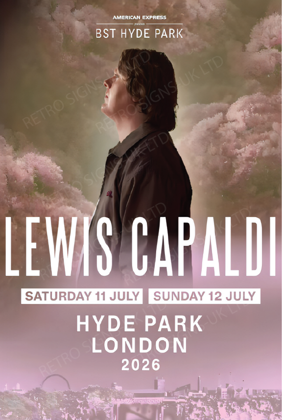 Lewis Capaldi Hyde Park - Aluminium Metal Sign 20x30cm