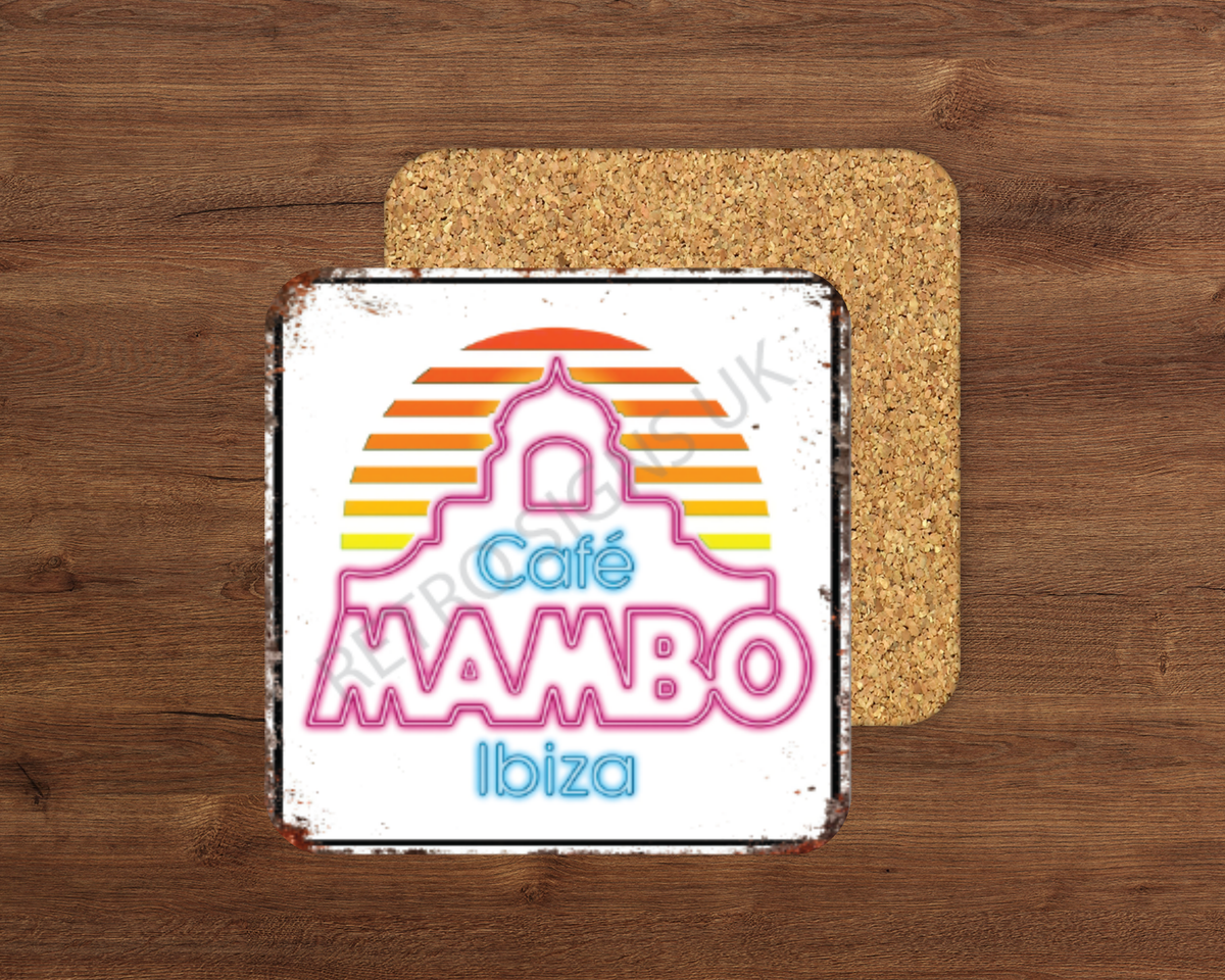 Mambo glossy cork-backed square coaster