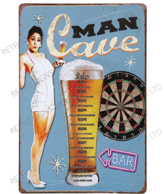 Man Cave Rules Bar Blue