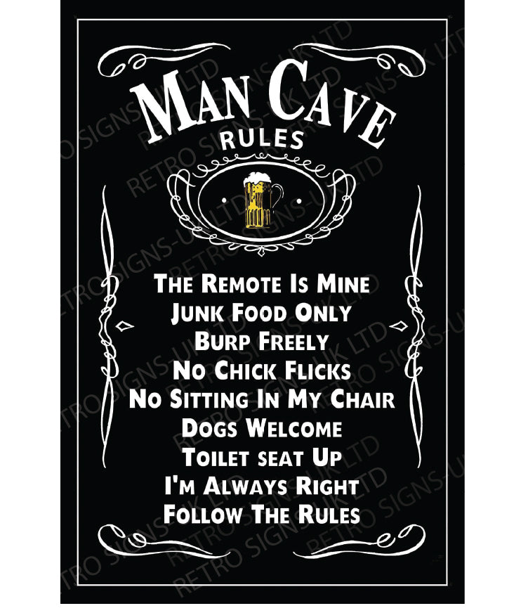 Man Cave Rules Black version 2